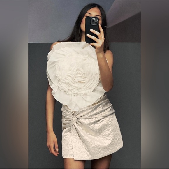 ZARA KNOTTED QUILTED SKORT - Picture 1 of 15